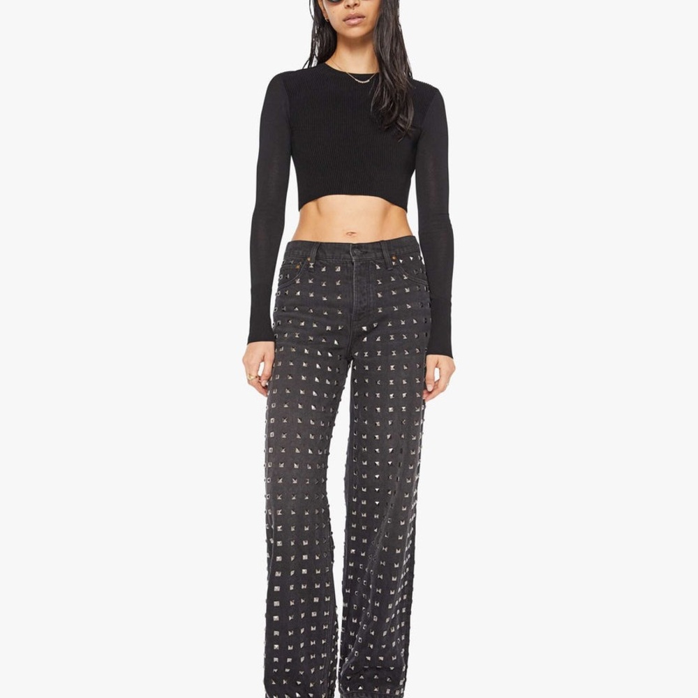 Brand New - in package. MOTHER Snacks! Nails for dinner Black Studded Jeans